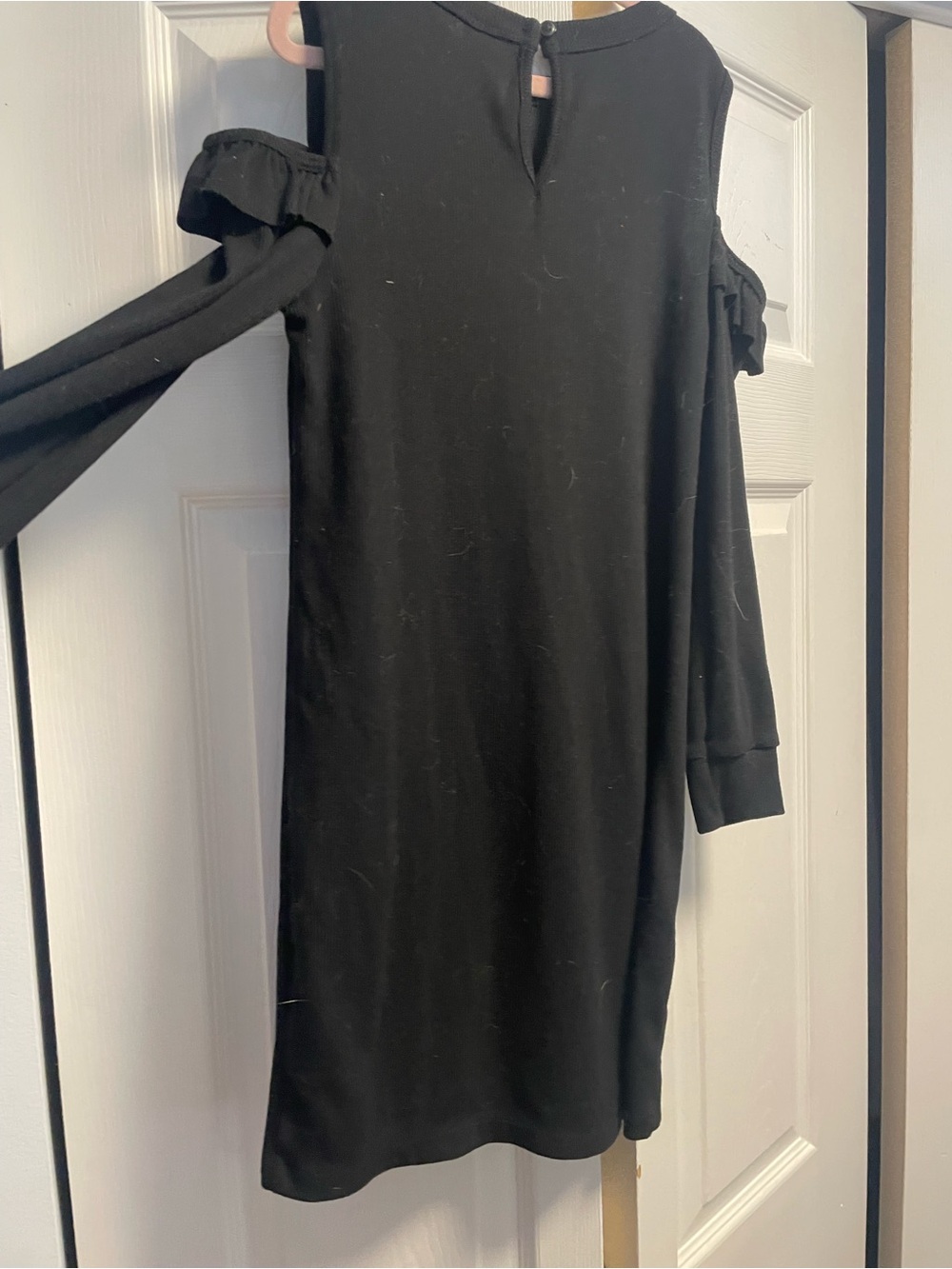 wonder nation Black Cold-Shoulder Long-Sleeve Dress